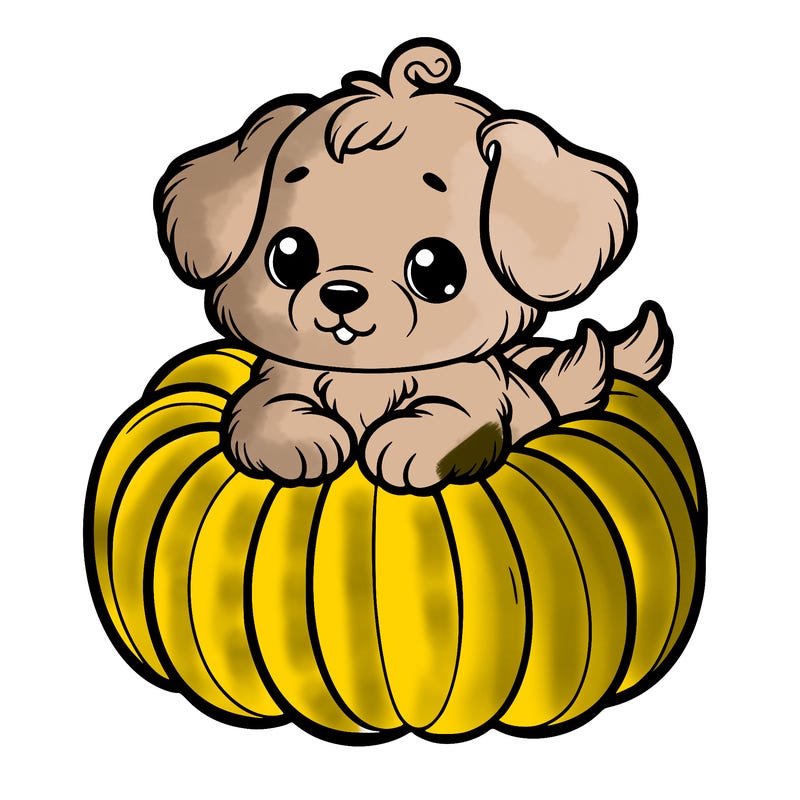 cute little puppy in a pumpkin