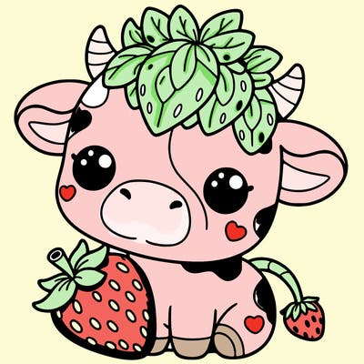 cute strawberry cow