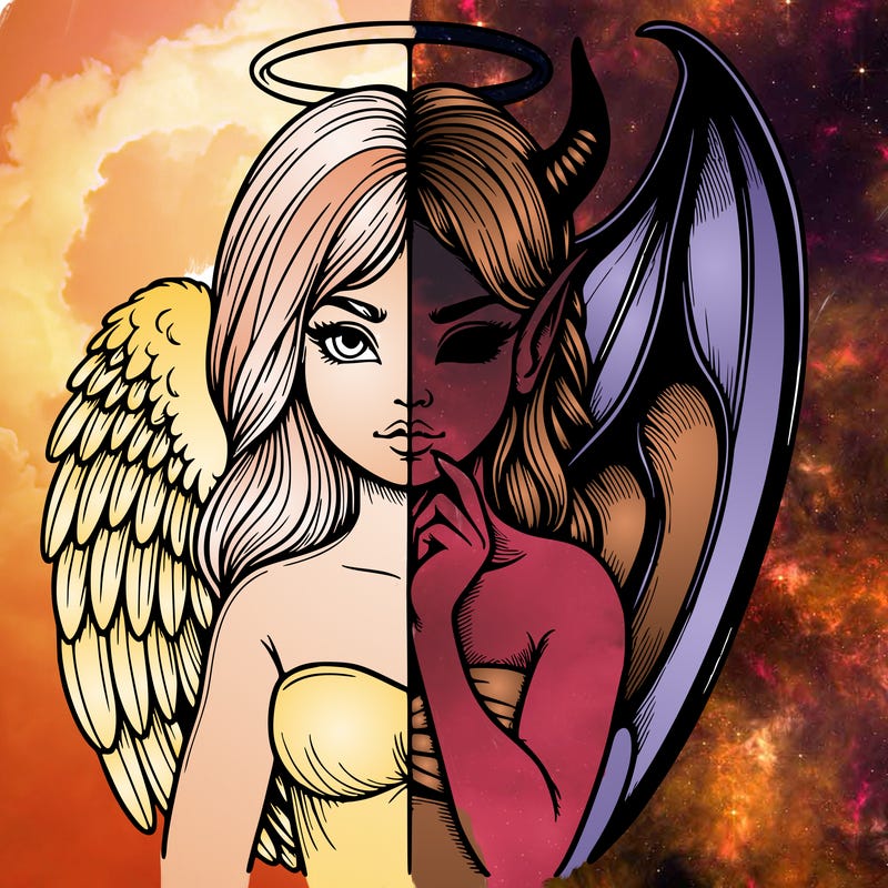 realistic angel half demon