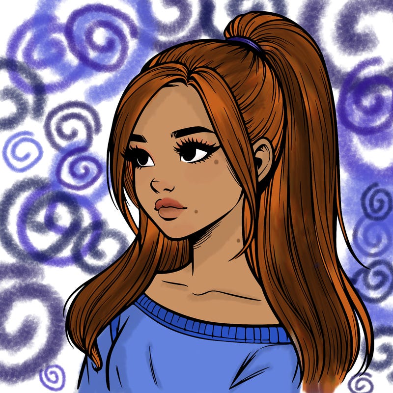 realistic girl with a high ponytail