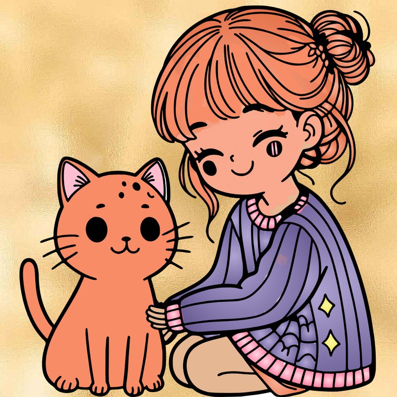 cat with girl