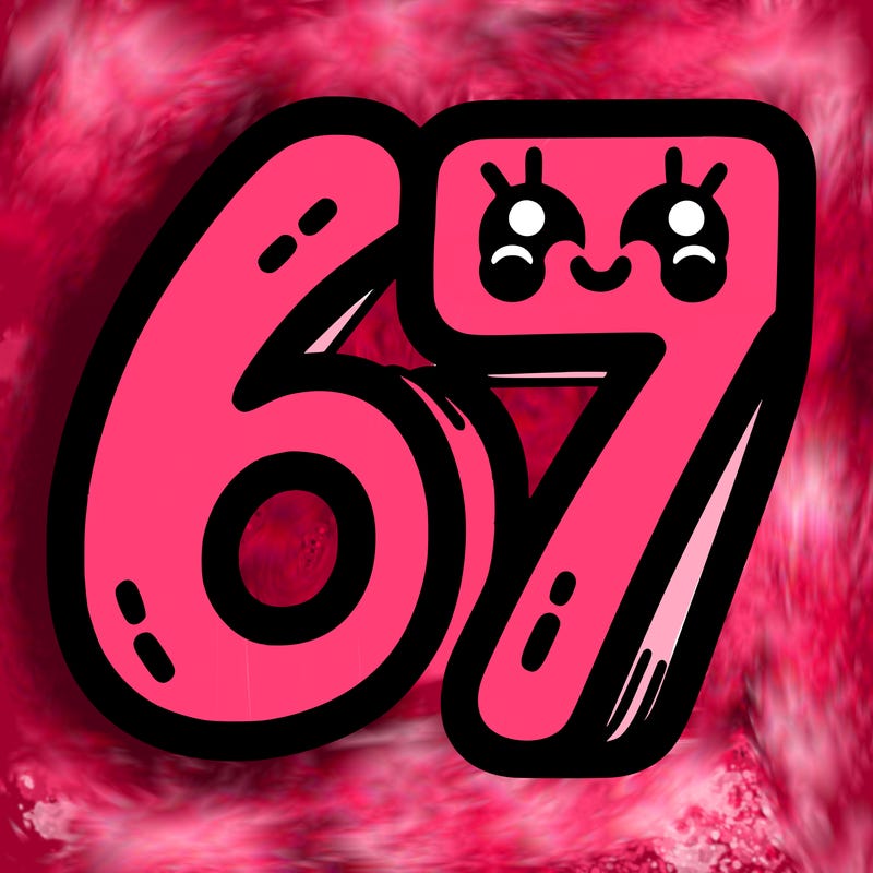 the numbers 67