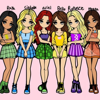 a group of girls realistic