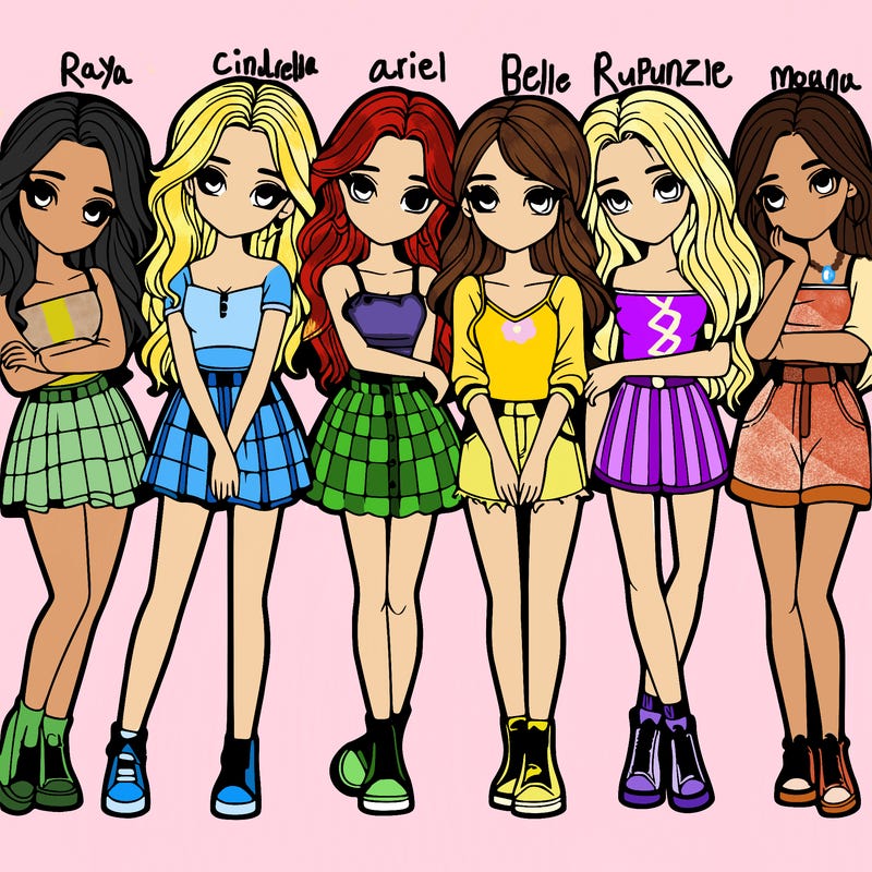 a group of girls realistic