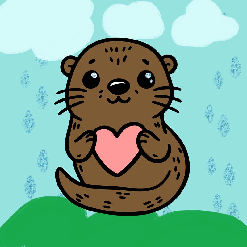 otter with a heart
