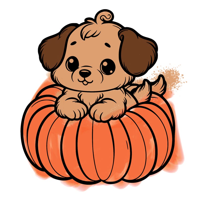 cute little puppy in a pumpkin