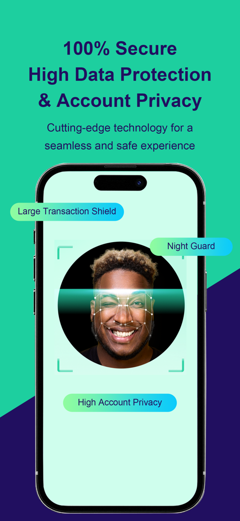 OPay mobile app security screen displaying facial recognition for account privacy and secure transactions