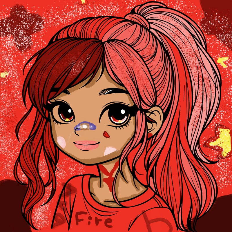 realistic girl with ponytail