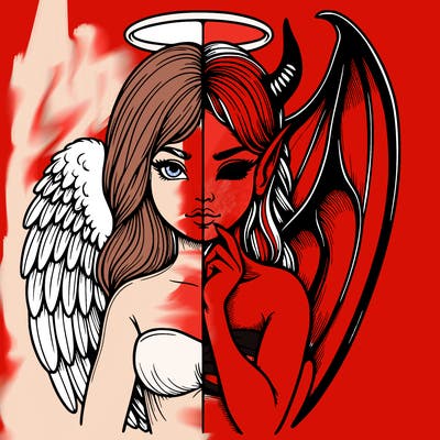 realistic angel half demon