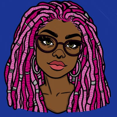 woman with dreadlocks and glasses