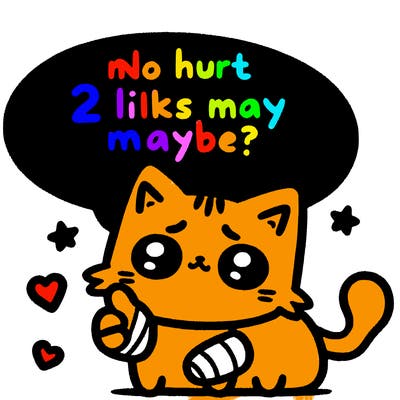 cute cat thats been hurt saiying 2 likes maybe