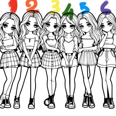 a group of girls realistic