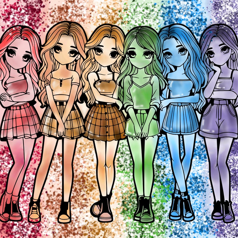 a group of girls realistic