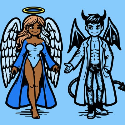 angel and devil split realistic