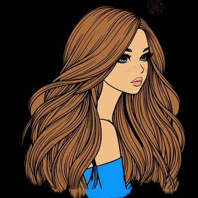 realistic girl with long realistic hair