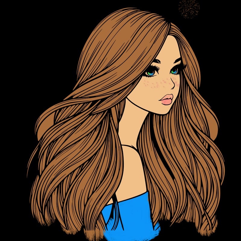 realistic girl with long realistic hair