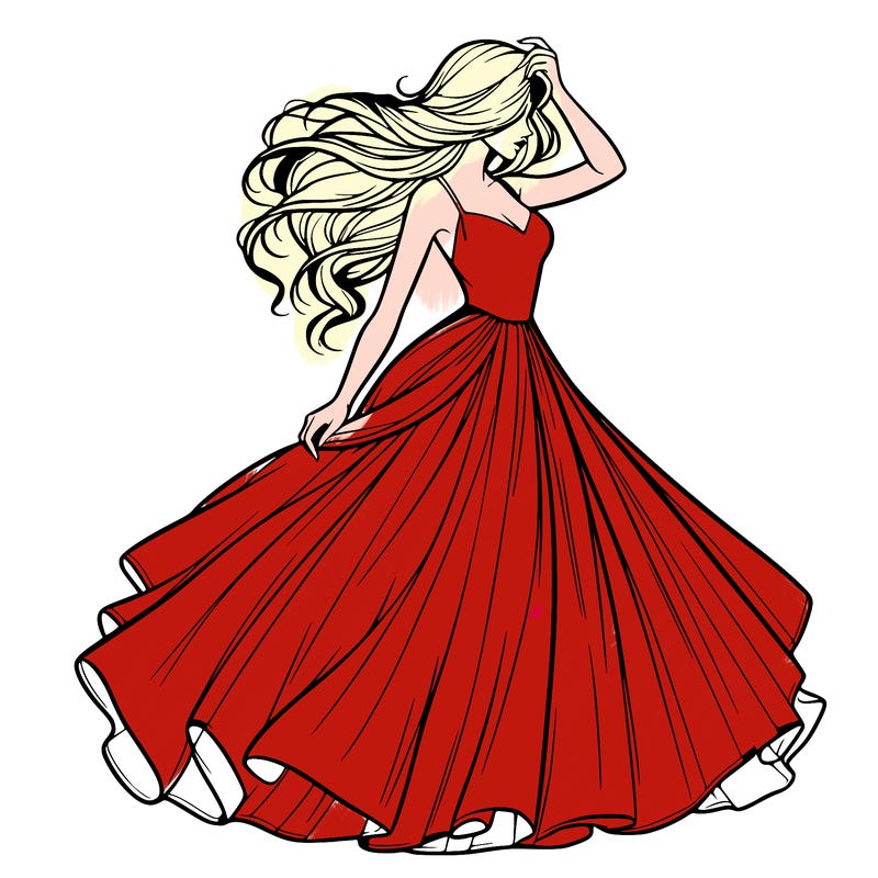 realistic woman with dress flowing in the wind