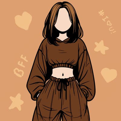 realistic girl faceless with baggy pants and a crop top