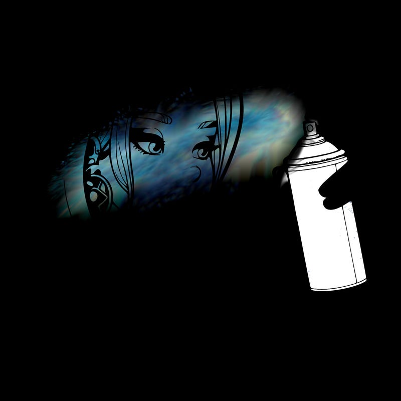 a realistic girl, spray painting