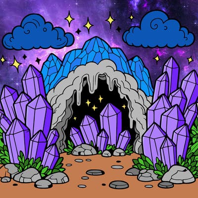 a cave with magic crystals