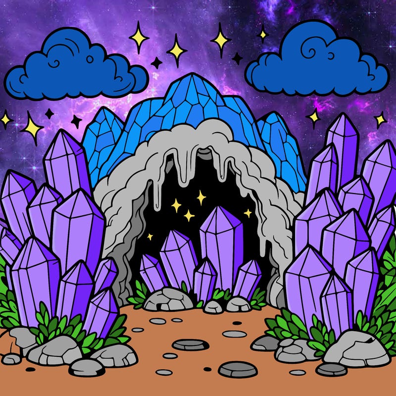 a cave with magic crystals