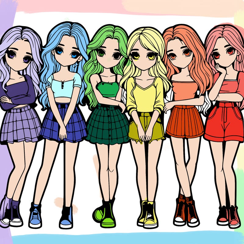 a group of girls realistic