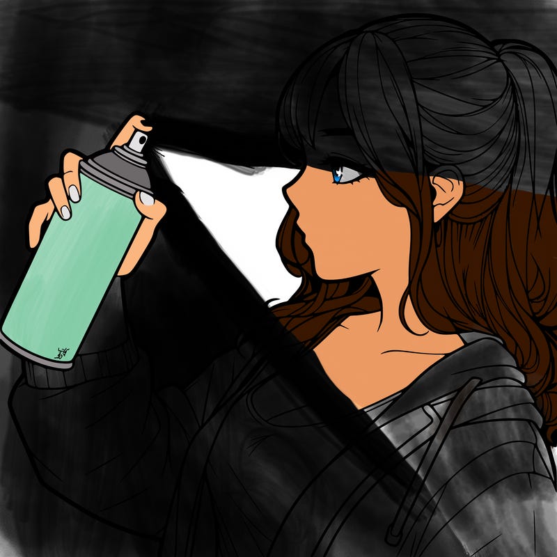 a realistic girl spray, painting
