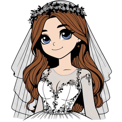 realistic girl in a wedding dress