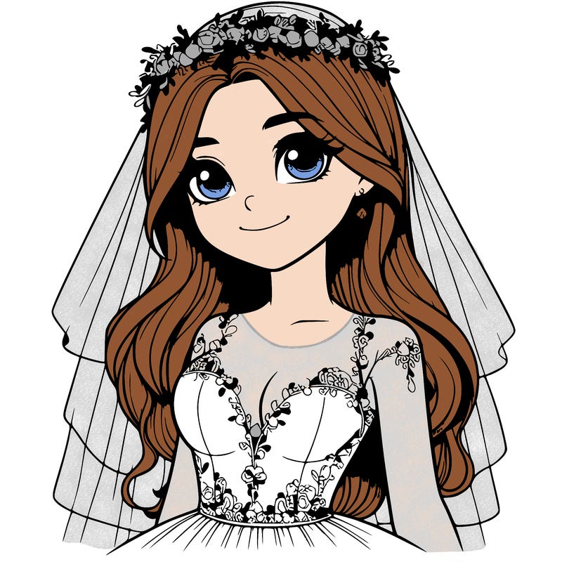 realistic girl in a wedding dress