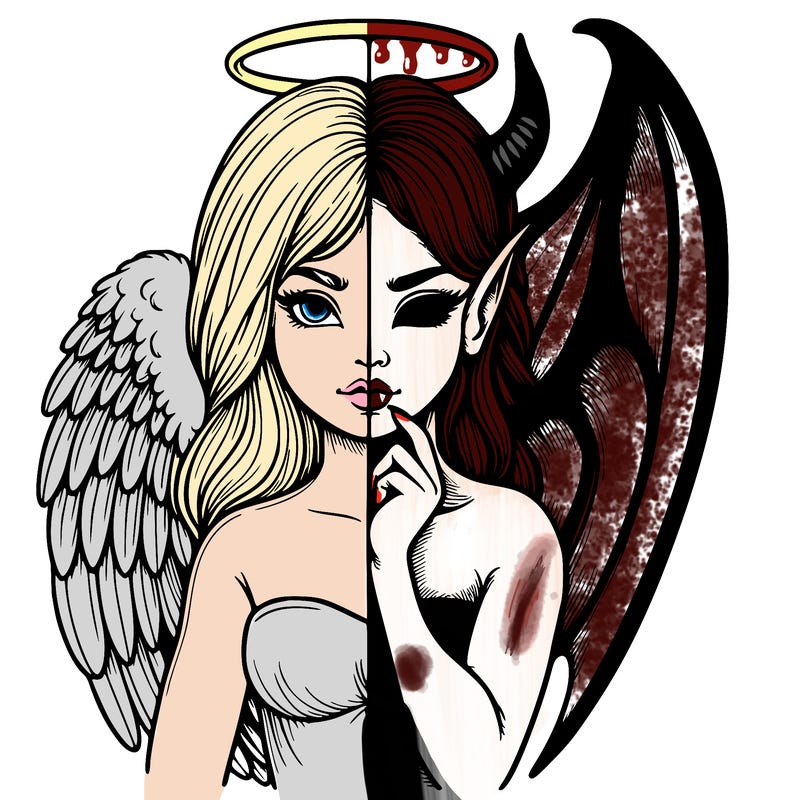 realistic angel half demon