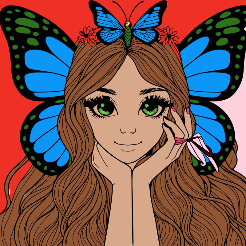 butterfly realistic girl