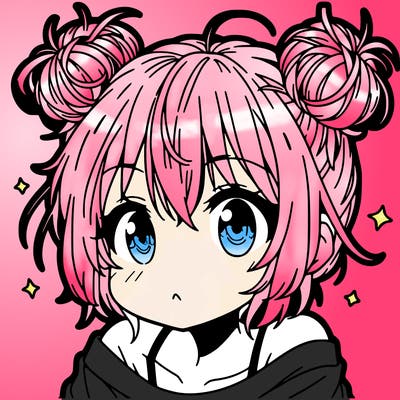 a manga girl with messy small buns