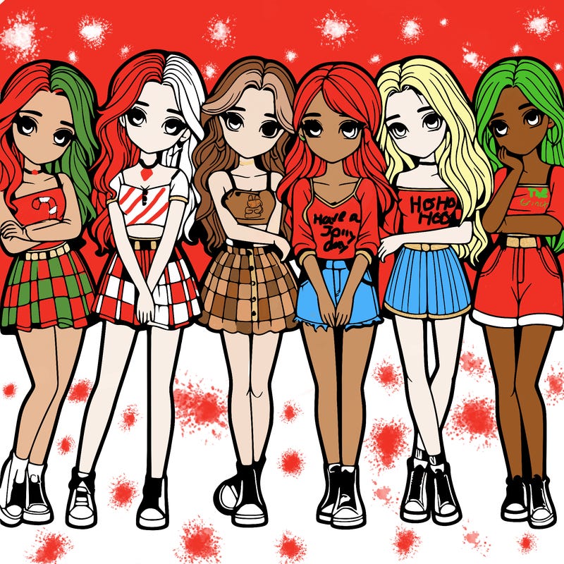 a group of girls realistic