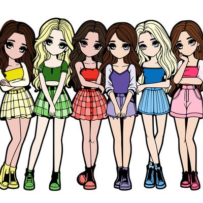 a group of girls realistic