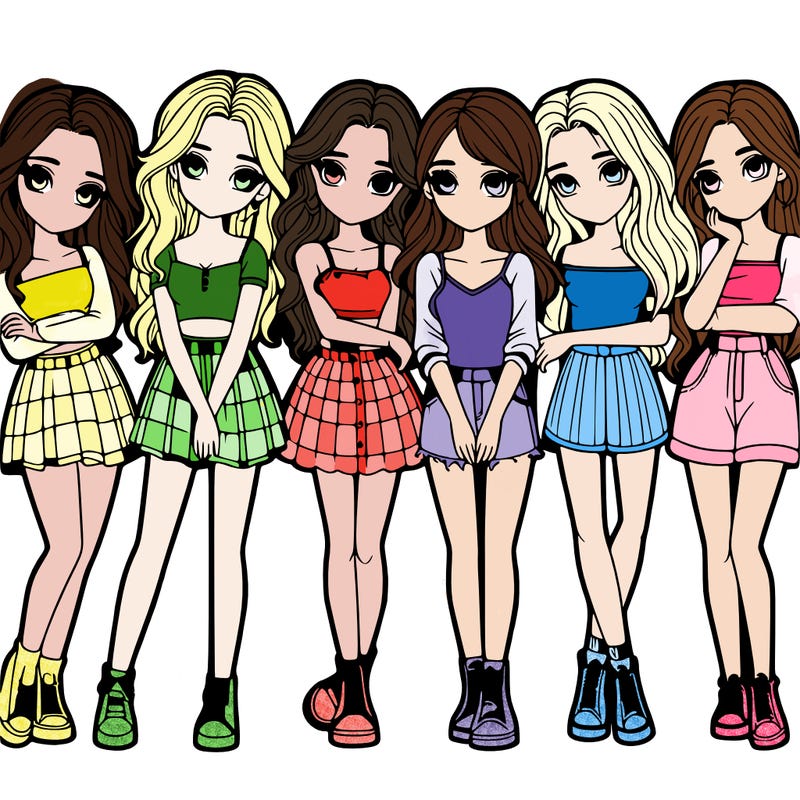 a group of girls realistic