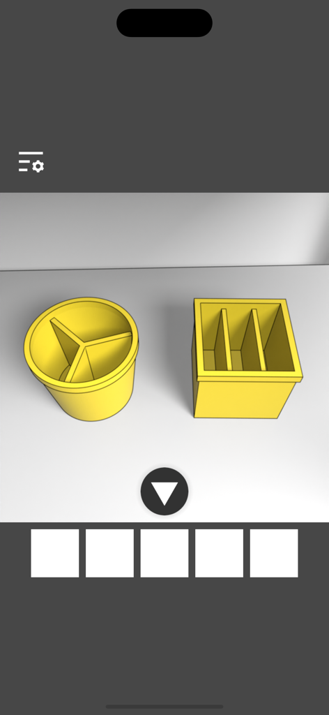 Dos recipientes amarillos para pinceles en un juego de puzles de escape de habitación