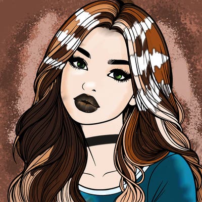 realistic girl with hair on her hair and lips