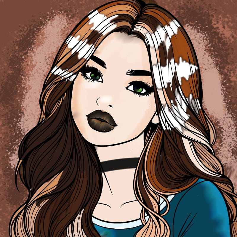 realistic girl with hair on her hair and lips