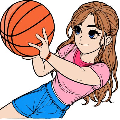 realistic girl playing basketball