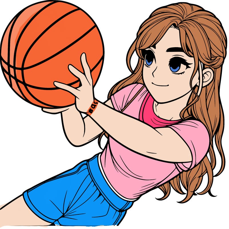 realistic girl playing basketball
