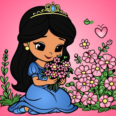 princess picking flowers
