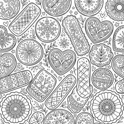 Unwind with our delightful shortbread cookie coloring page, crafted specifically for adults seeking a relaxing and creative outlet. This intricate design features a tempting array of classic cookies, each waiting for your artistic touch.