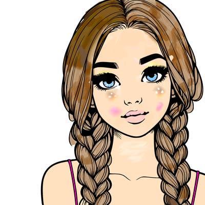 realistic girl with braids