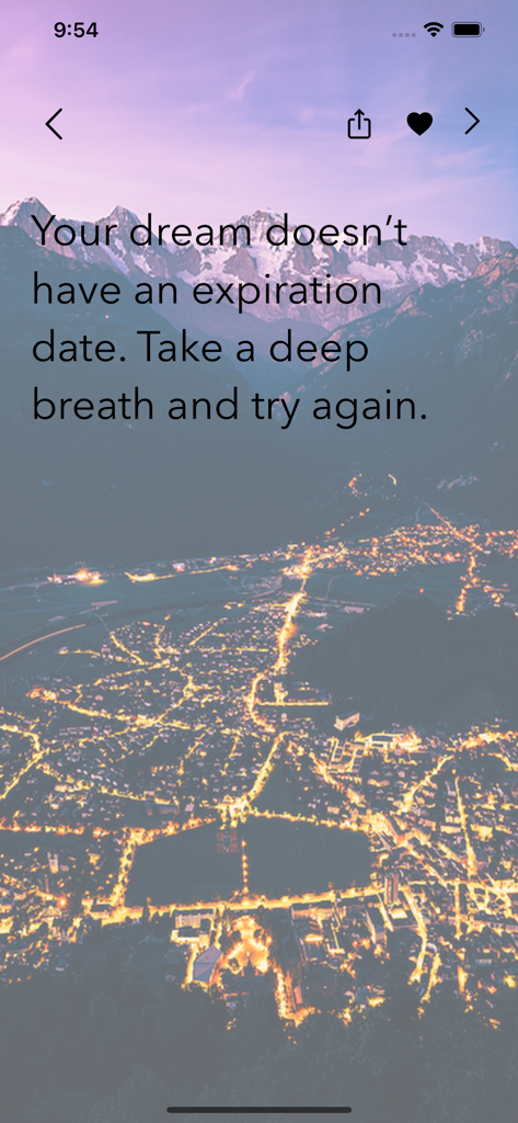 Simply Inspiring - Inspirational quote on a scenic mountain and city night background