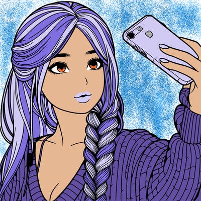 realistic girl, taking a selfie