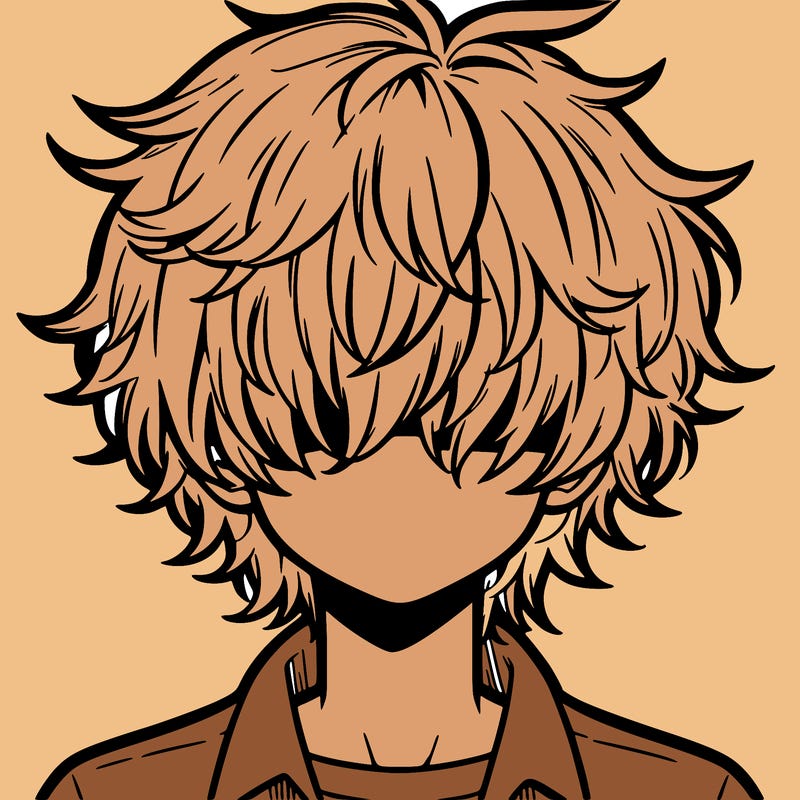 manga boy fluffy hair covering his eyes