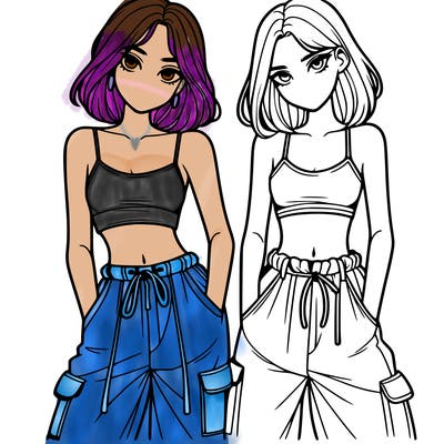 two girls with crop top with baggy pants