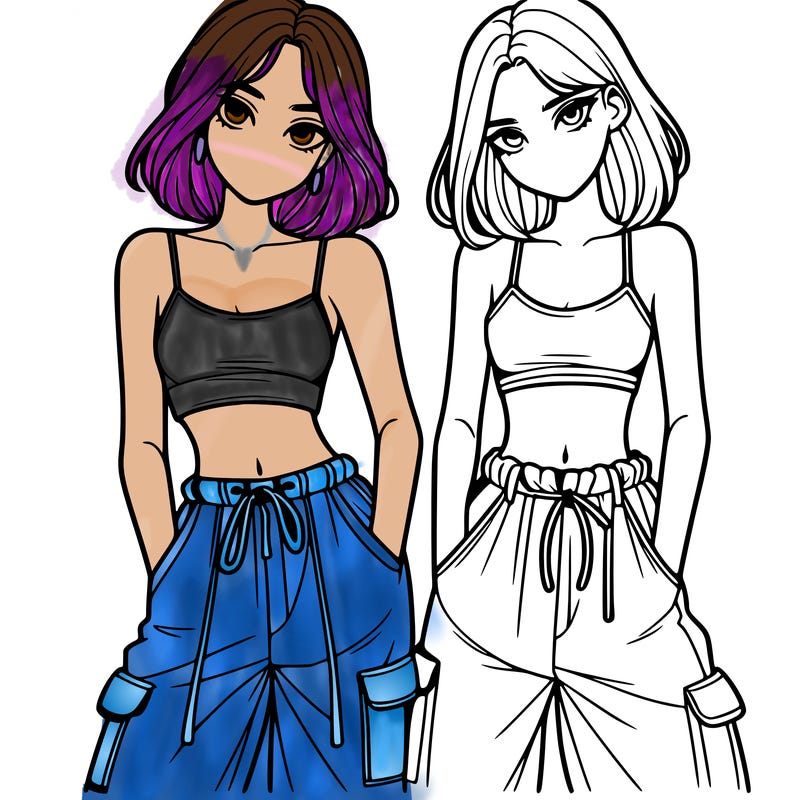 two girls with crop top with baggy pants