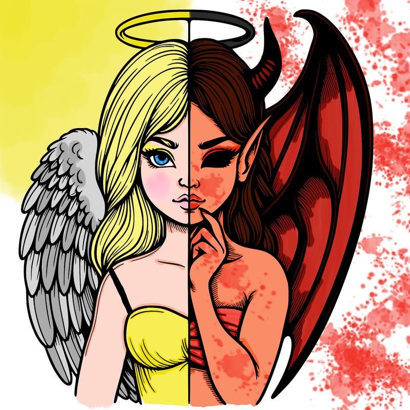 realistic angel half demon