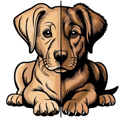 realistic dog split picture